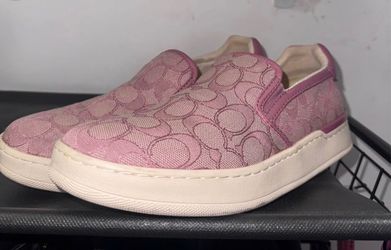 Pink slip on coach sneakers