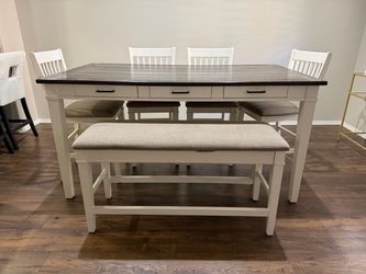 Counter Height Dining Table Set with Chairs and Bench
