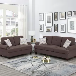 Brand New Brown Chenille Sofa & Loveseat
