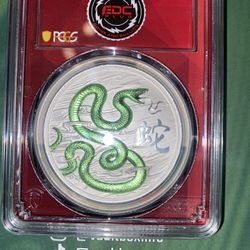 2025 PCGS PR69 Ascension Island Year Of The Snake Green 1oz Ag Rev PR GOLD RUSH