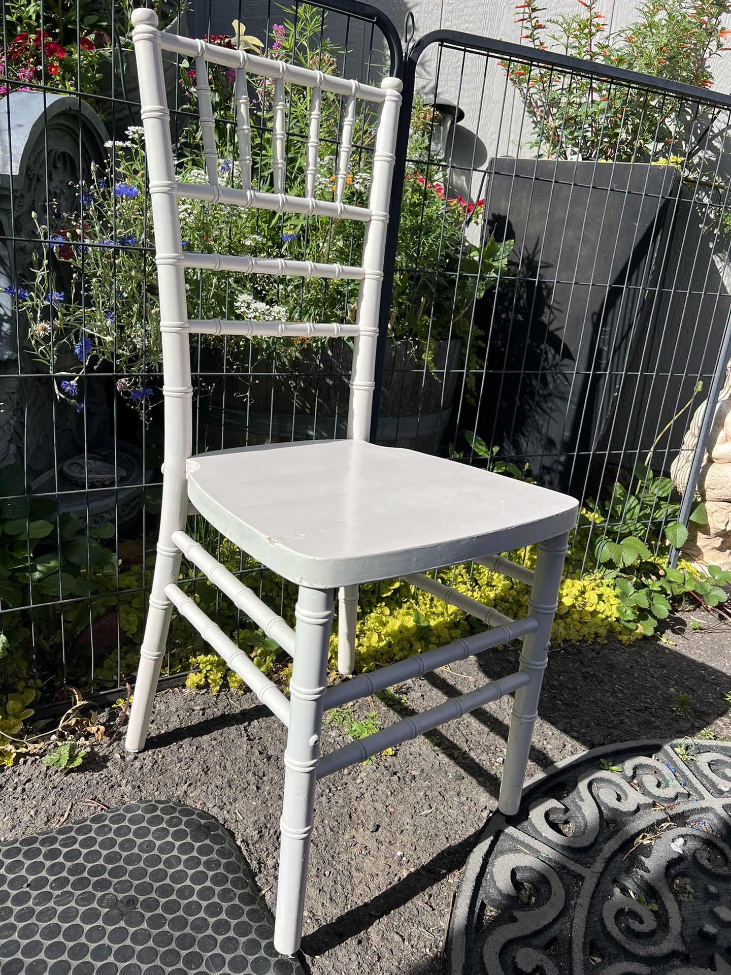 White Faux Bamboo Cane Chair