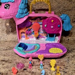 Polly Pocket Pink Unicorn 🦄 Compact Carry Case And Accessories Lot