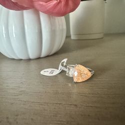 Lab Created Peachy Ice crystal Ring