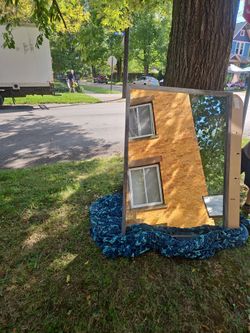 Large Rectangular Mirror with Wood Frame