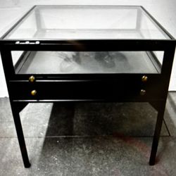 Pair Of Black & Glass End Tables