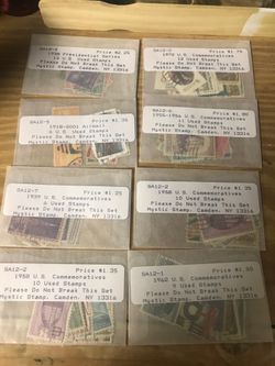 8 Packages of Used US Stamps from Mystic Stamp Company with ten Free Extra stamps