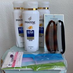 PANTENE SCÜNCI CONAIR Haircare Bundle Shampoo 3 Bottles Hair Combs Styling Combs