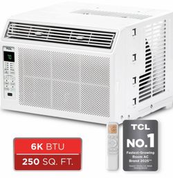 TCL 6000 BTU Window Air Conditioner Fan and Dehumidifier 250sqft Remote Control (H6W23W): 3 Speeds, 115V, 142 CFM