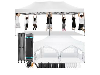 10x20  Pop Up Heavy Duty canopy tent with 6 Sidewalls Wedding Tent - Outdoor Canopy Waterproof UV50 Protection Event Shelter 6 pcs