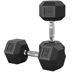 Garvee 35 LB Hex Dumbbell Set of 2 with Cast Iron Core, Rubber Encased Coating and Textured Carbon Steel Handle for Home Gym Strength Training
