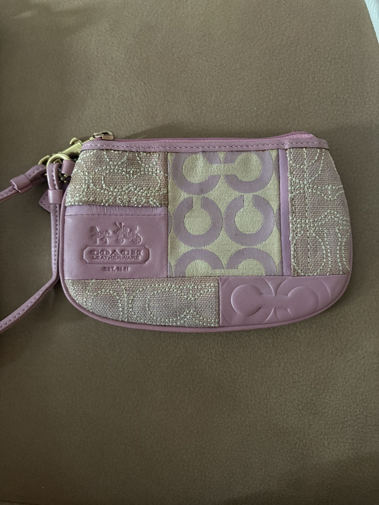 Small Pink Coach Wristlet