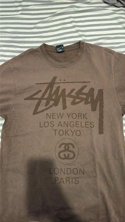 Stussy World Tour Tee Sun Faded Brown Size Medium Used