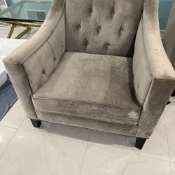 Pair of Modern Gray Velvet Accent Chairs – Tufted Armchairs Z GALERRIE! 