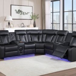 Black Recliner Sofa Sectional - Atlanta Same Day Delivery 