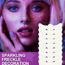 Face Glitter Freckles, Gold Tattoo Makeup Patches 10 ct New