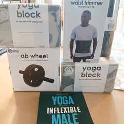 Yoga Mat Bundle With Yoga Book And Ab Roller And Waist Trimmer 