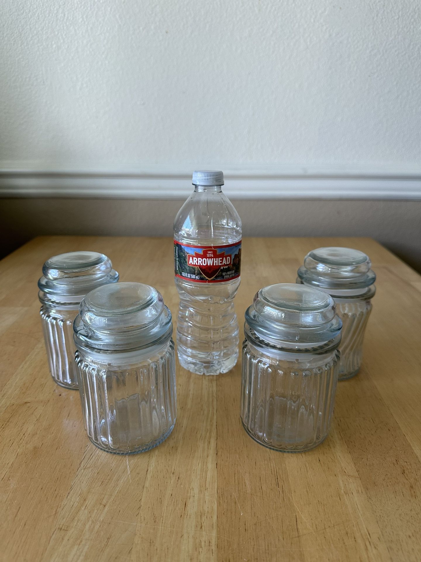 Set of 4 Vintage Glass Jars with Lids