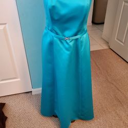 Strapless Turquoise Satan Dress