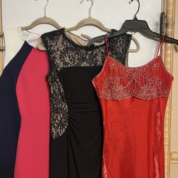 3 beautiful Dresses Medium Red, 6 black And 10 Blue With Pink 
