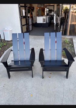 In Box Set Of 2 Outdoor Acacia Wood Foldable Adirondack Chair, Black. 30"X 31"