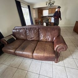 Comfy, Brown Leather Couch 100$