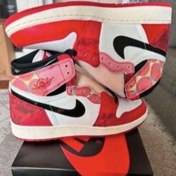 New Jordan 1 Spider-Man Size 6yMen=Womens 7.5