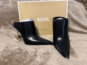 MK Black Leather Mules