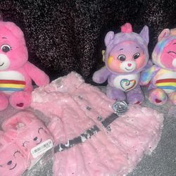 Pink Baby girls And Girls Slippers Clothes Plush Care bears 