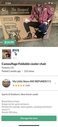 Foldable camouflage cooler chair.