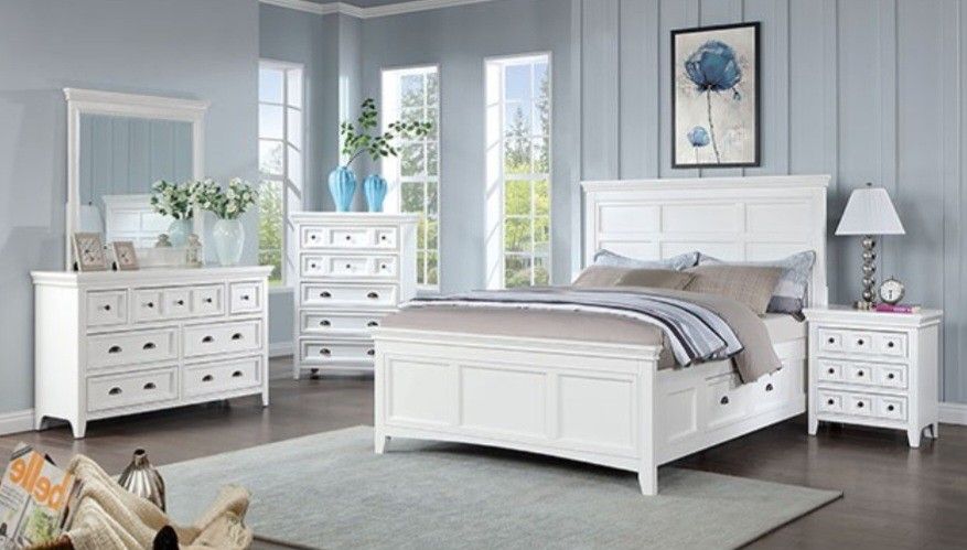 Brand New White 4pc Queen Bedroom Set (Available In Eastern King)