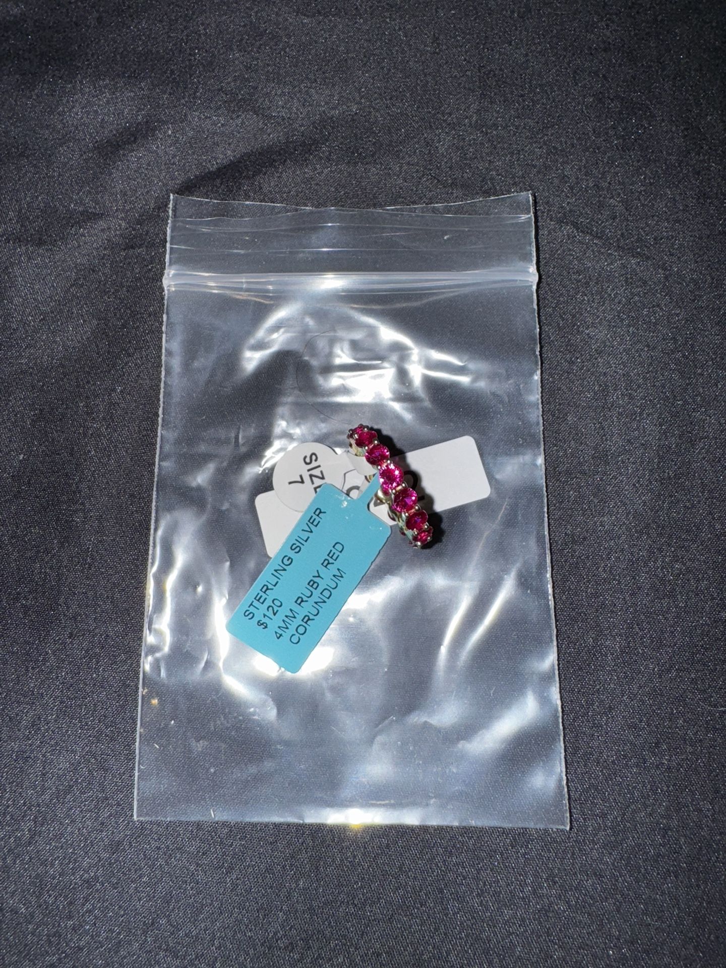 925 Sterling Silver Ruby Red Corundum Eternity Ring