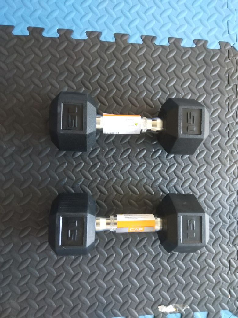 Pair 15 pds hex weights