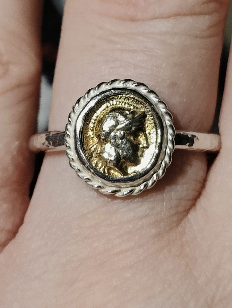 Sterling Silver Greek Coin Ring 