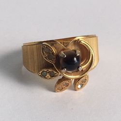 18KT HGE Vintage GOLD TONE WOMENS Ring Size 7 STAMPED 