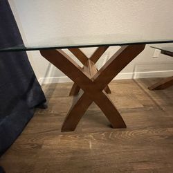 Wood Side Table With Glass Top