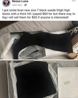 Black suede thigh, highs size 7