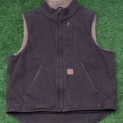 Gently Used Carhartt Men's Large V33 Sherpa-Lined Vest - Dark Brown DKB Rugged & Warm