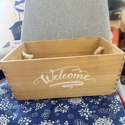 Wood Storage Container/Basket with 2 Holders