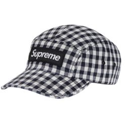 Supreme Gingham Camp Cap Black And White 