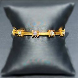 Antique Jewelry 14k solid yellow gold VS Natural Diamond 1.00CTW bangle fancy frame shape bracelet 6.50” 7.15mm