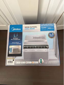 Midea 12,000 BTU Smart Inverter U-Shaped Window Air Conditioner, Energy Efficient Quiet AC Unit, Wi-Fi Enabled – White