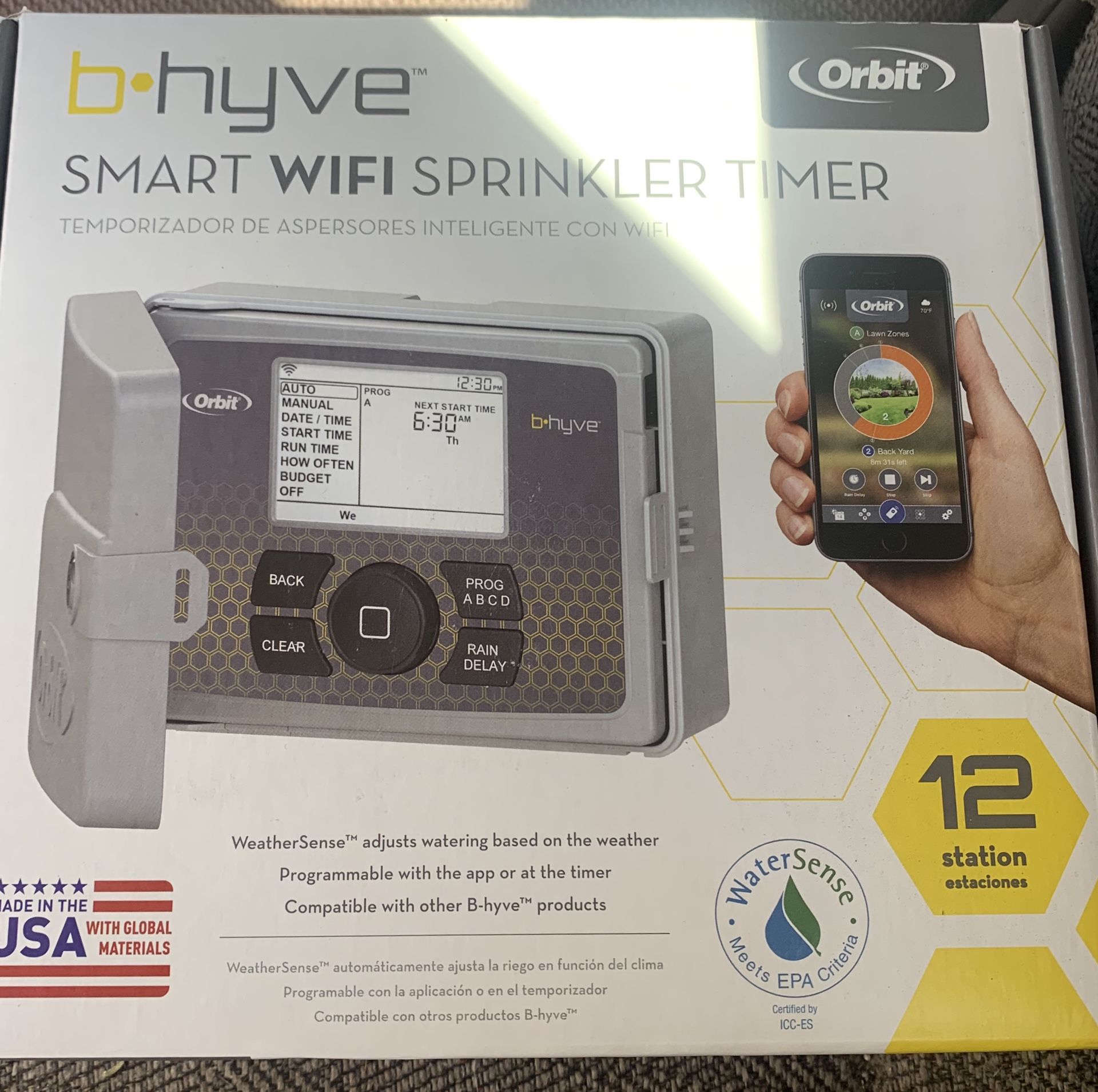 Orbit 12 stationB-Hyve WiFi indoor/ outdoor sprinkler timer .