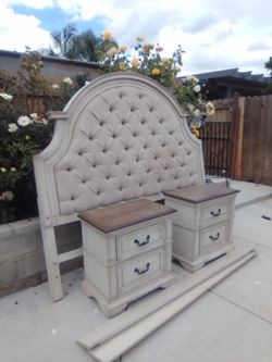 Cal king padded headboard and end tables