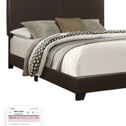 King Size Brown Leather Headboard For Ford And Sides