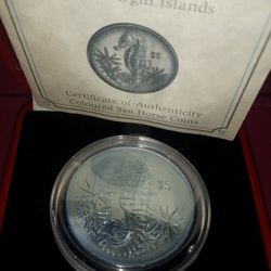 2014 $5 British Virgin Islands Titanium Coloured Sea Horse Coin