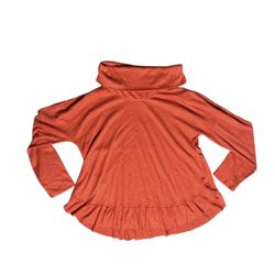 Maeve Anthropologie Orange Ruffle Hem Cowl Neck   Sweater Top
