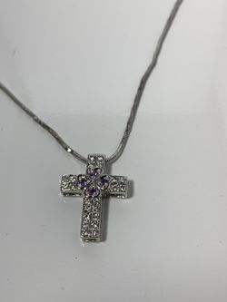 Beautiful ADI 925 silver cross pendant with 18k GP chain