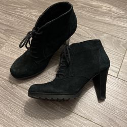 Black Suede Heeled Boots