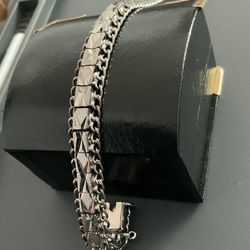 Vintage Art Deco Sterling Silver Bracelet 6 1/2 “