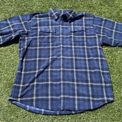 NWT LL Bean Blue Scotch Plaid Fleece Button-Front Long Sleeve Shirt - XL - Tall